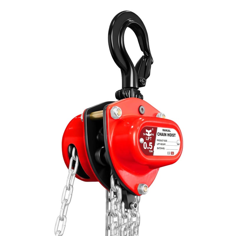 SALIFTFE 1/2 Ton Hand Chain Hoist, Compact & Lightweight Manual Chain Block 1100 lbs Working Load for Garage Automotive Mower Maintenance & DIY Lifting (1/2 TON | 10FT) - Image 1